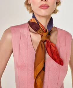 Discount Rodier Bandana en soie géométrique marron