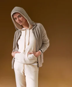 Sale Rodier Blouson à capuche en cachemire marron taupe
