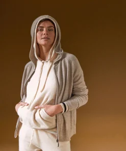 Sale Rodier Blouson à capuche en cachemire marron taupe