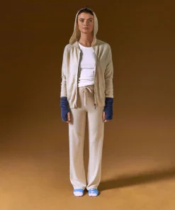 New Rodier Blouson à capuche en cachemire blanc crème