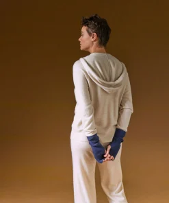 New Rodier Blouson à capuche en cachemire blanc crème