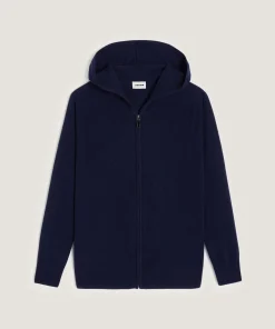 Online Rodier Blouson à capuche en cachemire bleu marine
