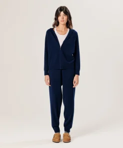 Online Rodier Blouson à capuche en cachemire bleu marine