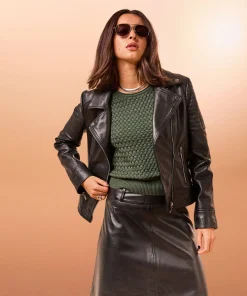 Best Rodier Blouson perfecto en cuir noir