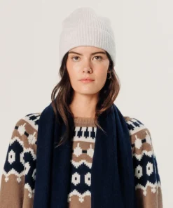 Rodier Bonnet bicolore en cachemire gris clair