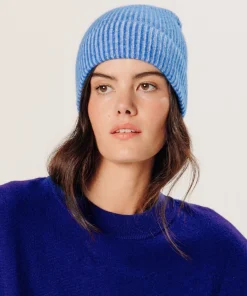 Clearance Rodier Bonnet bicolore en cachemire bleu outremer