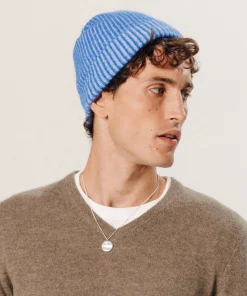 Clearance Rodier Bonnet bicolore en cachemire bleu outremer