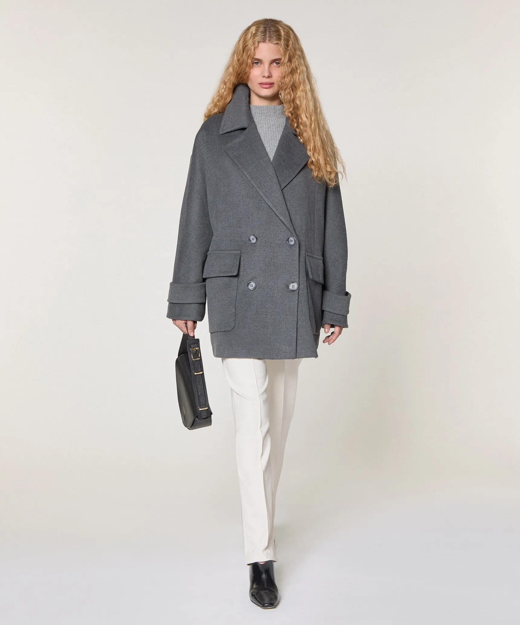 Sale Rodier Caban en laine gris chiné