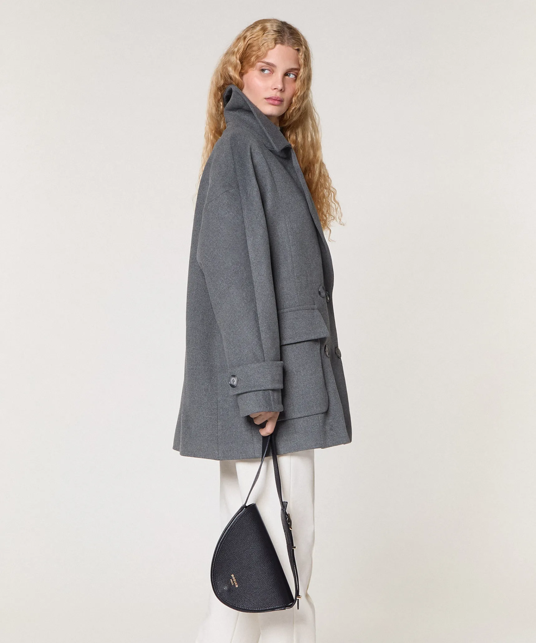 Sale Rodier Caban en laine gris chiné