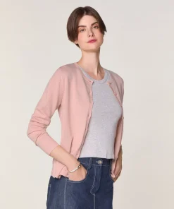Online Rodier Cardigan en laine mérinos rose perle