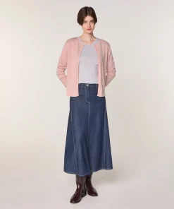 Online Rodier Cardigan en laine mérinos rose perle