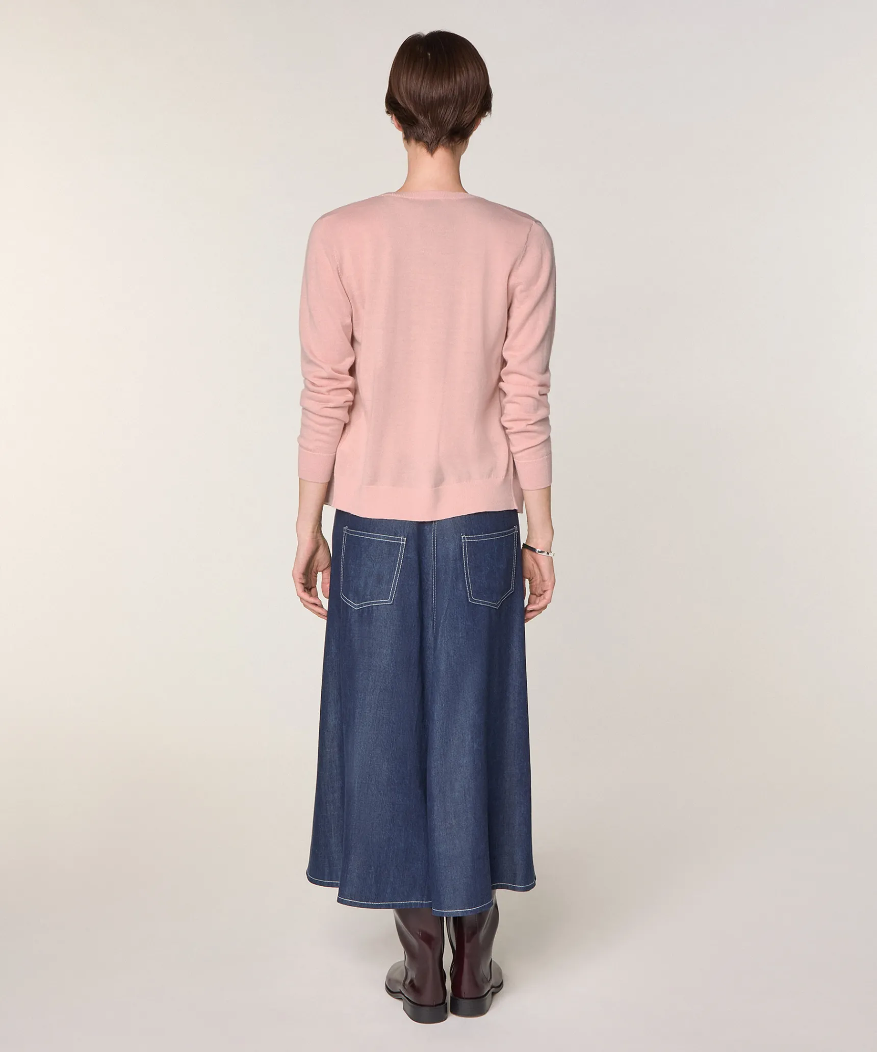Online Rodier Cardigan en laine mérinos rose perle
