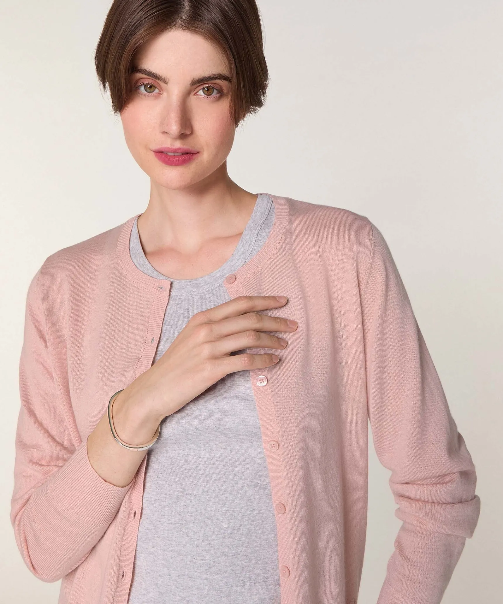 Online Rodier Cardigan en laine mérinos rose perle