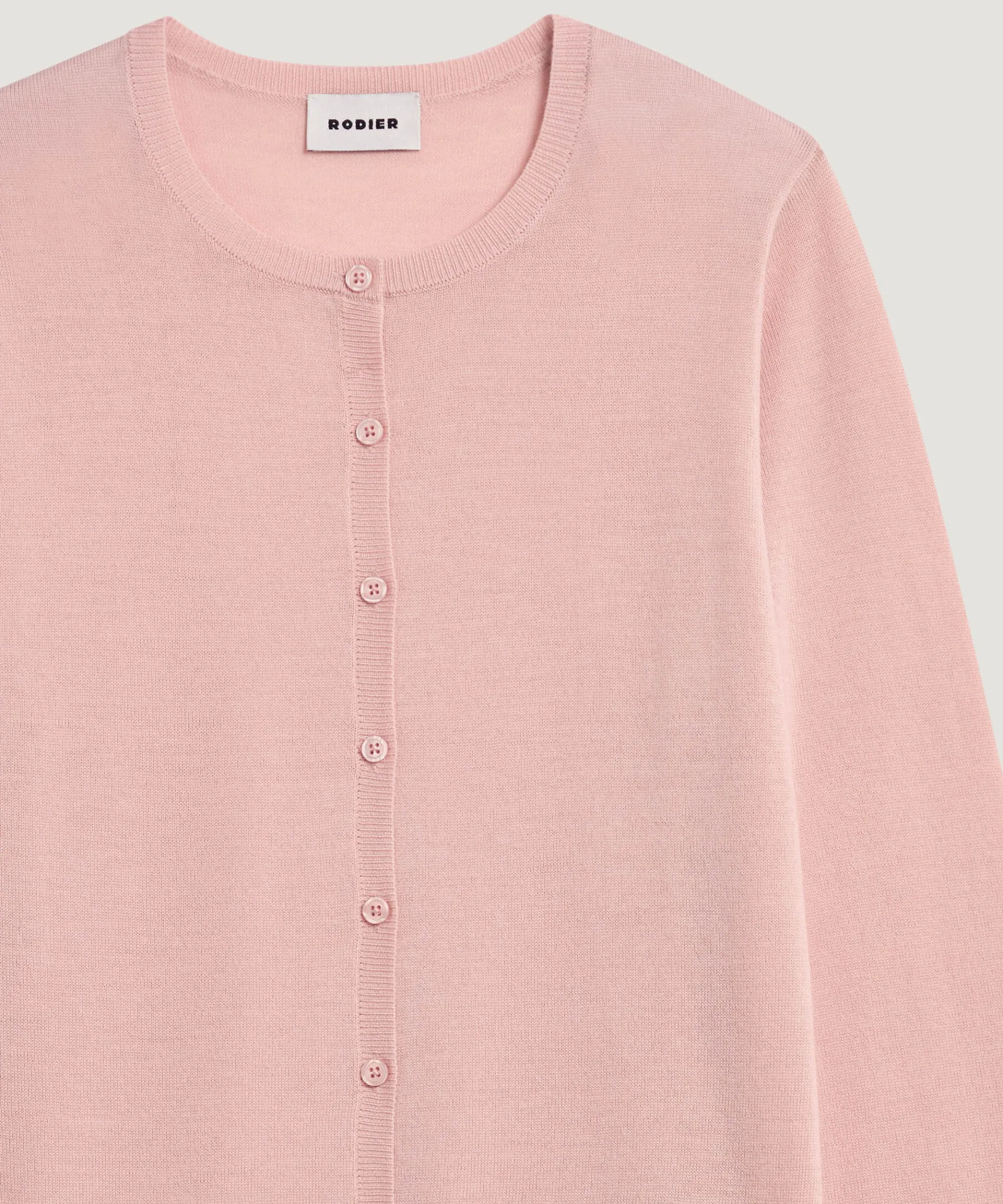 Online Rodier Cardigan en laine mérinos rose perle