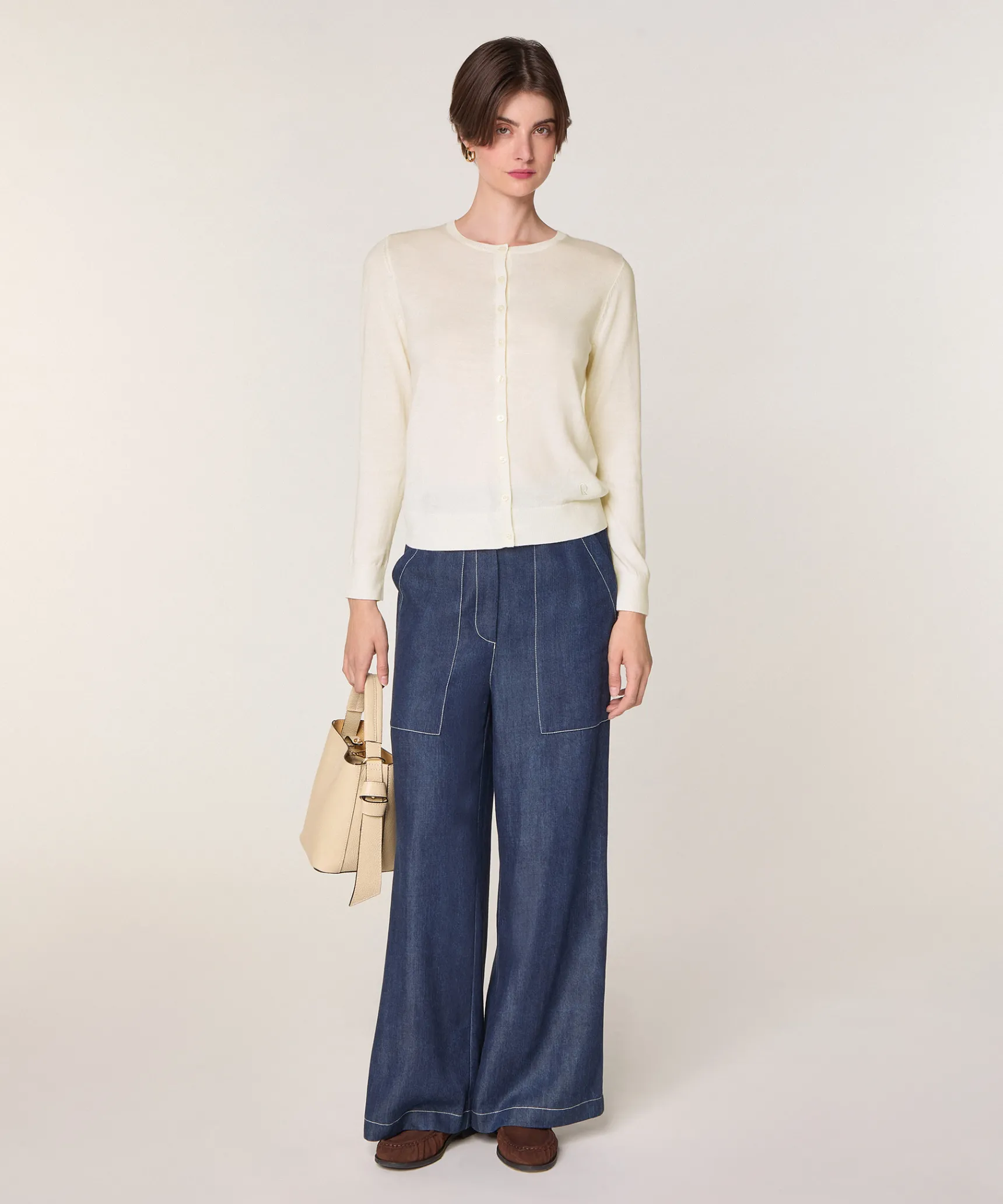 New Rodier Cardigan en laine mérinos blanc écru