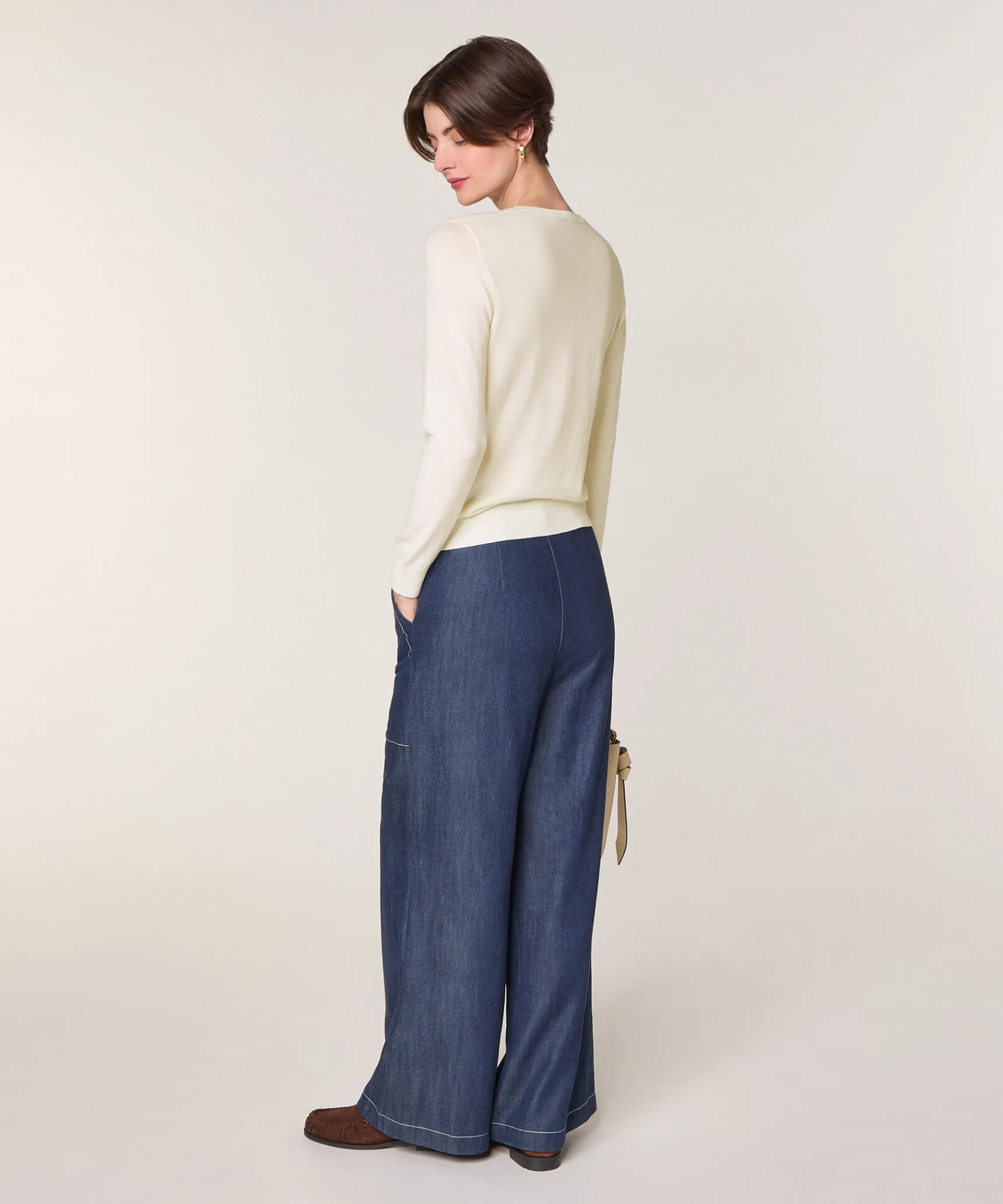 New Rodier Cardigan en laine mérinos blanc écru