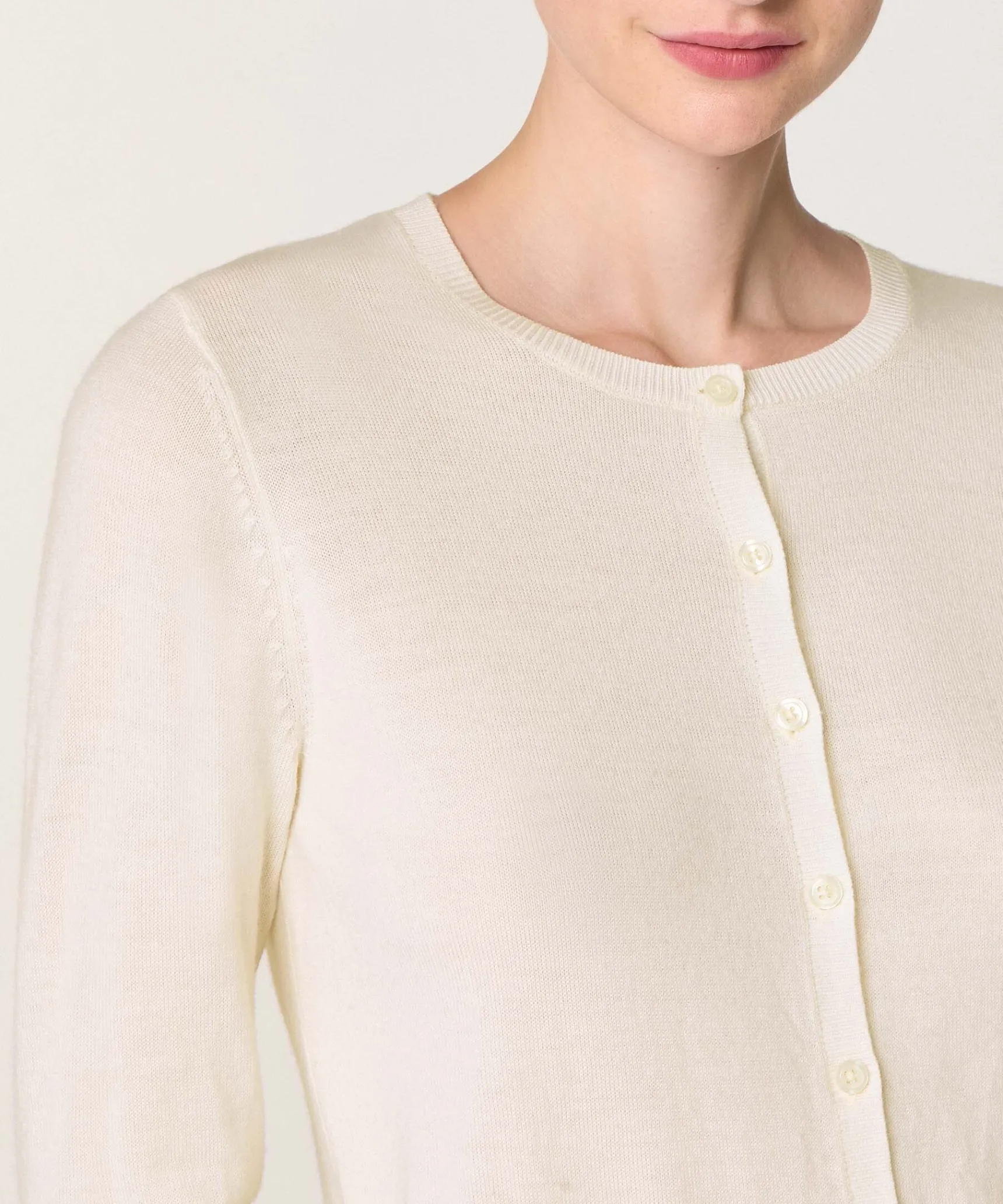 New Rodier Cardigan en laine mérinos blanc écru