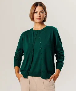 Clearance Rodier Cardigan en laine mérinos vert anglais