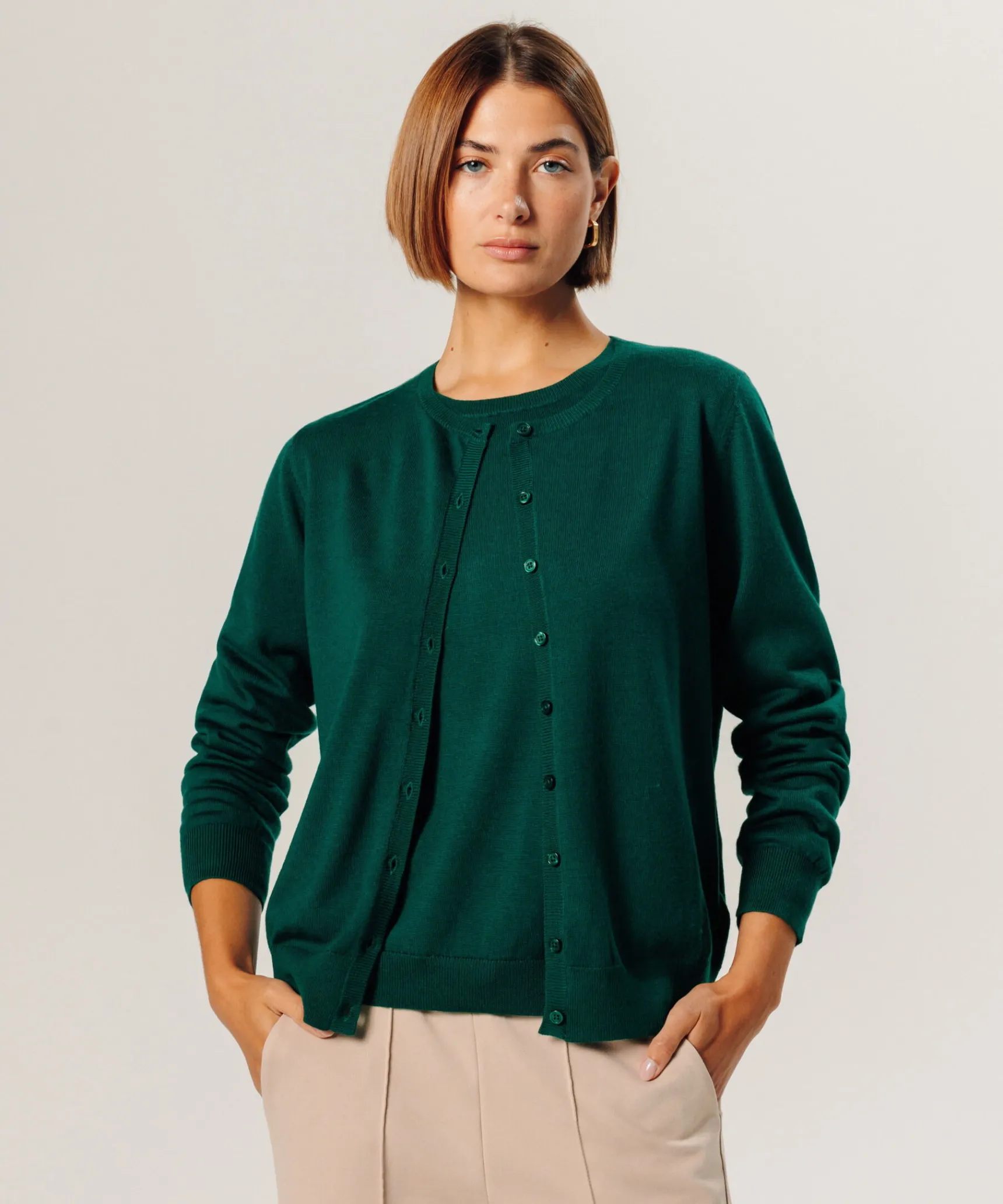 Clearance Rodier Cardigan en laine mérinos vert anglais