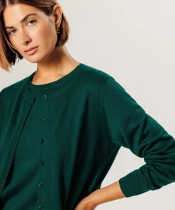 Clearance Rodier Cardigan en laine mérinos vert anglais