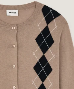 New Rodier Cardigan jacquard marron moka