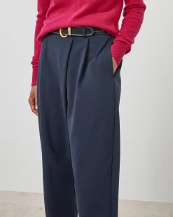 Outlet Rodier Ceinture fine en cuir surpiquée marine