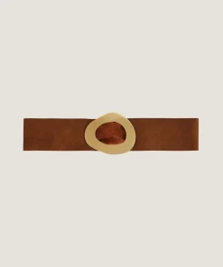 Best Rodier Ceinture large en cuir velours marron camel