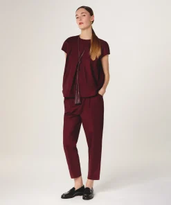 Discount Rodier Ceinture lien cuir rouge bordeaux