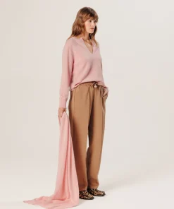 Outlet Rodier Écharpe en cachemire rose poudre