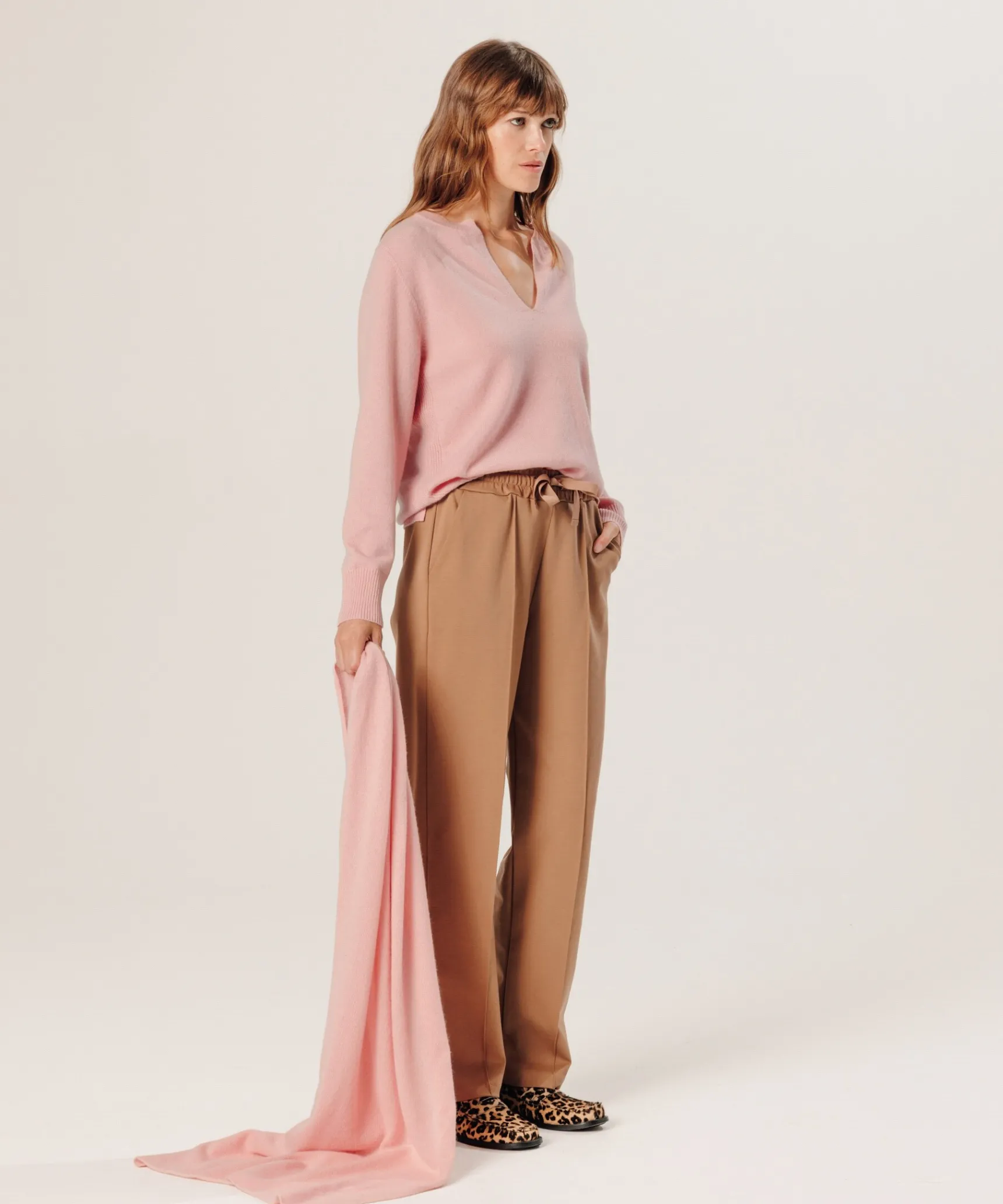 Outlet Rodier Écharpe en cachemire rose poudre