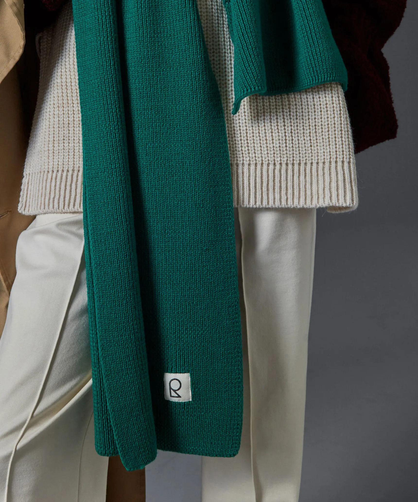 New Rodier Écharpe en laine mérinos unisexe OEKO-TEX® vert bouteille