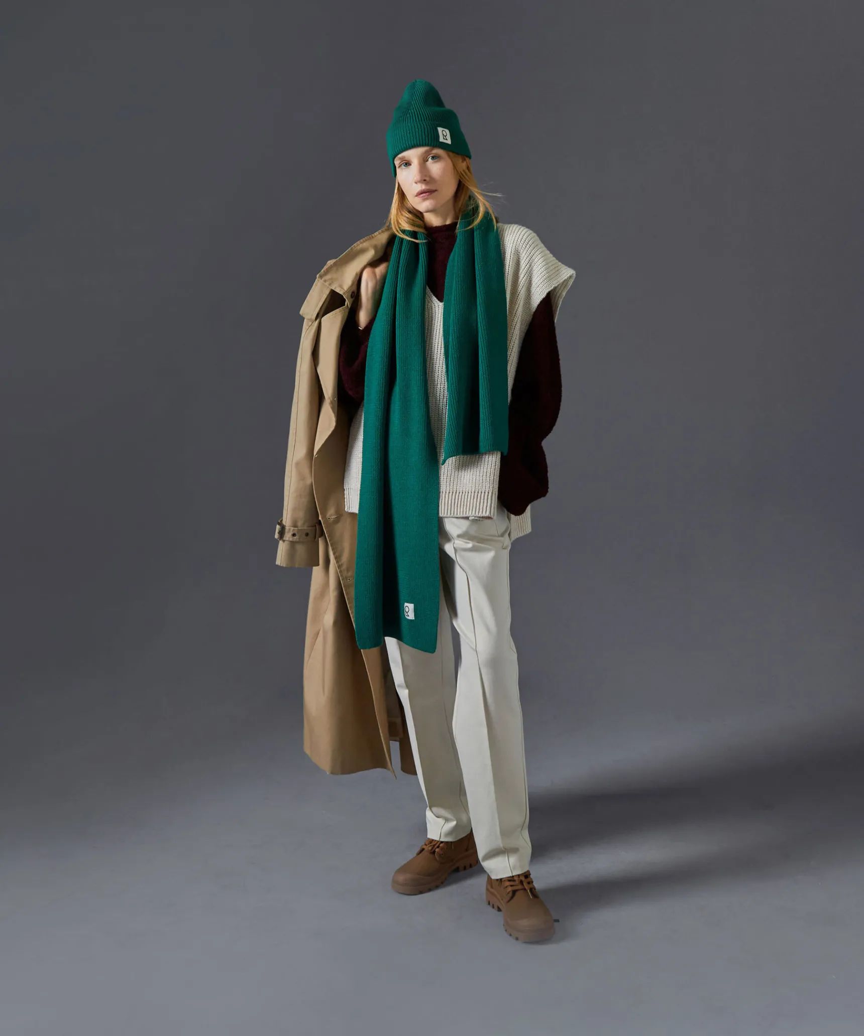 New Rodier Écharpe en laine mérinos unisexe OEKO-TEX® vert bouteille