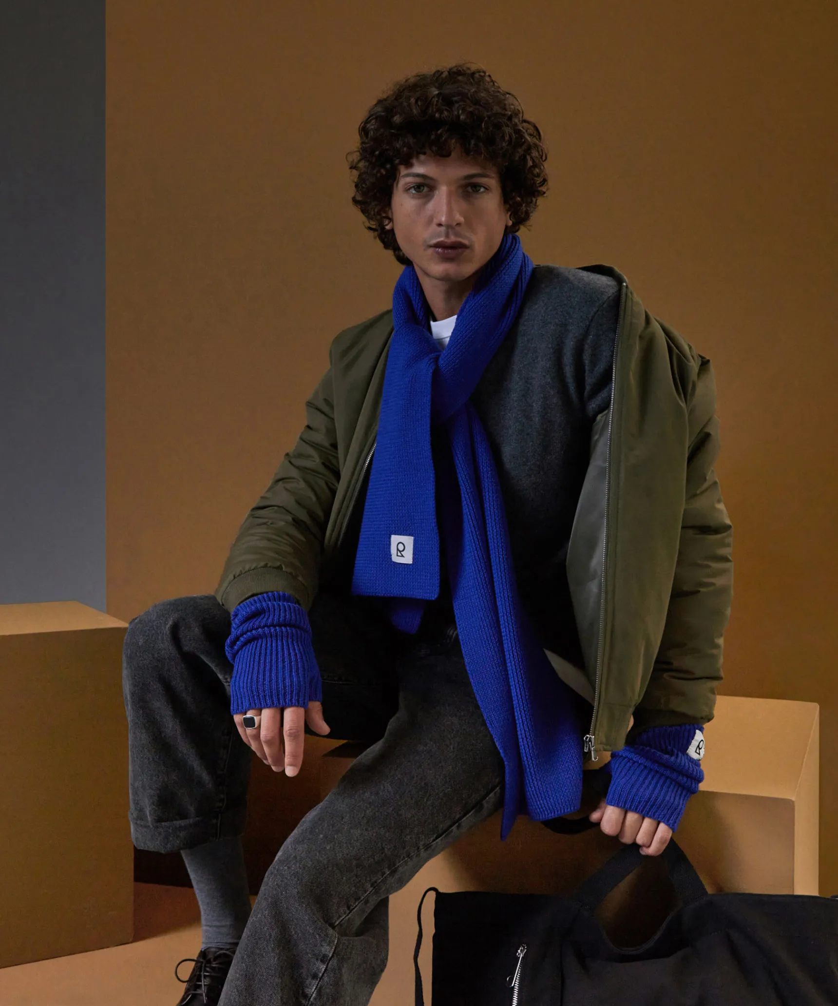 Clearance Rodier Écharpe en laine mérinos unisexe OEKO-TEX® bleu outremer