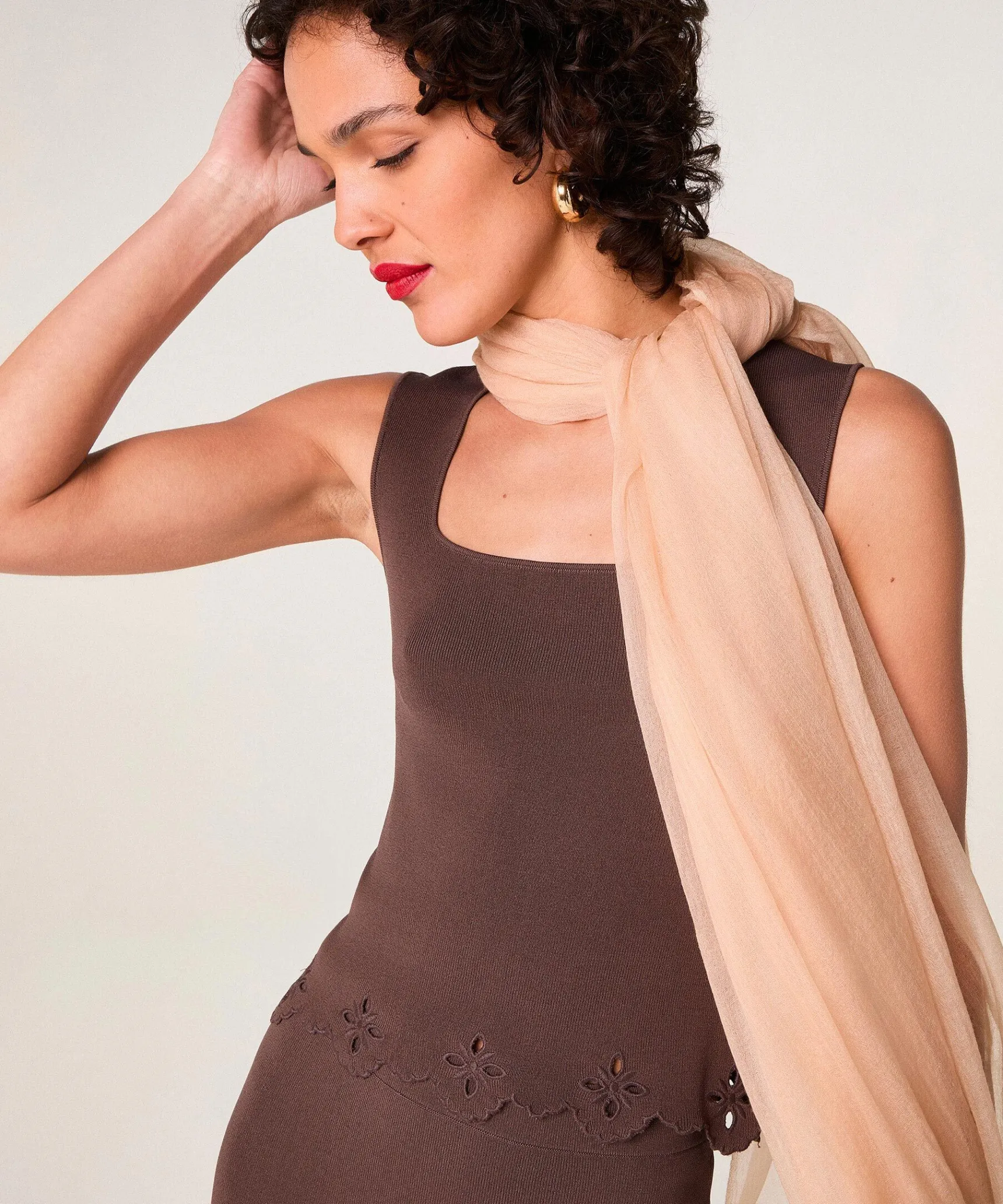Clearance Rodier Écharpe fine en cachemire beige