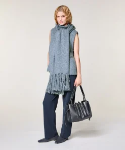 Sale Rodier Écharpe longue en grosse maille bleu