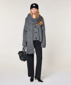 Discount Rodier Écharpe longue en grosse maille gris chiné