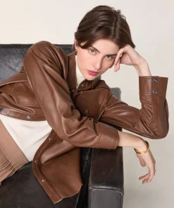 Discount Rodier Chemise en cuir marron