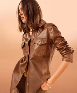 Discount Rodier Chemise en cuir marron