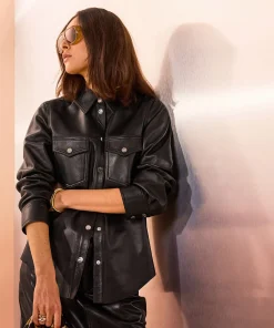 Best Rodier Chemise en cuir noire