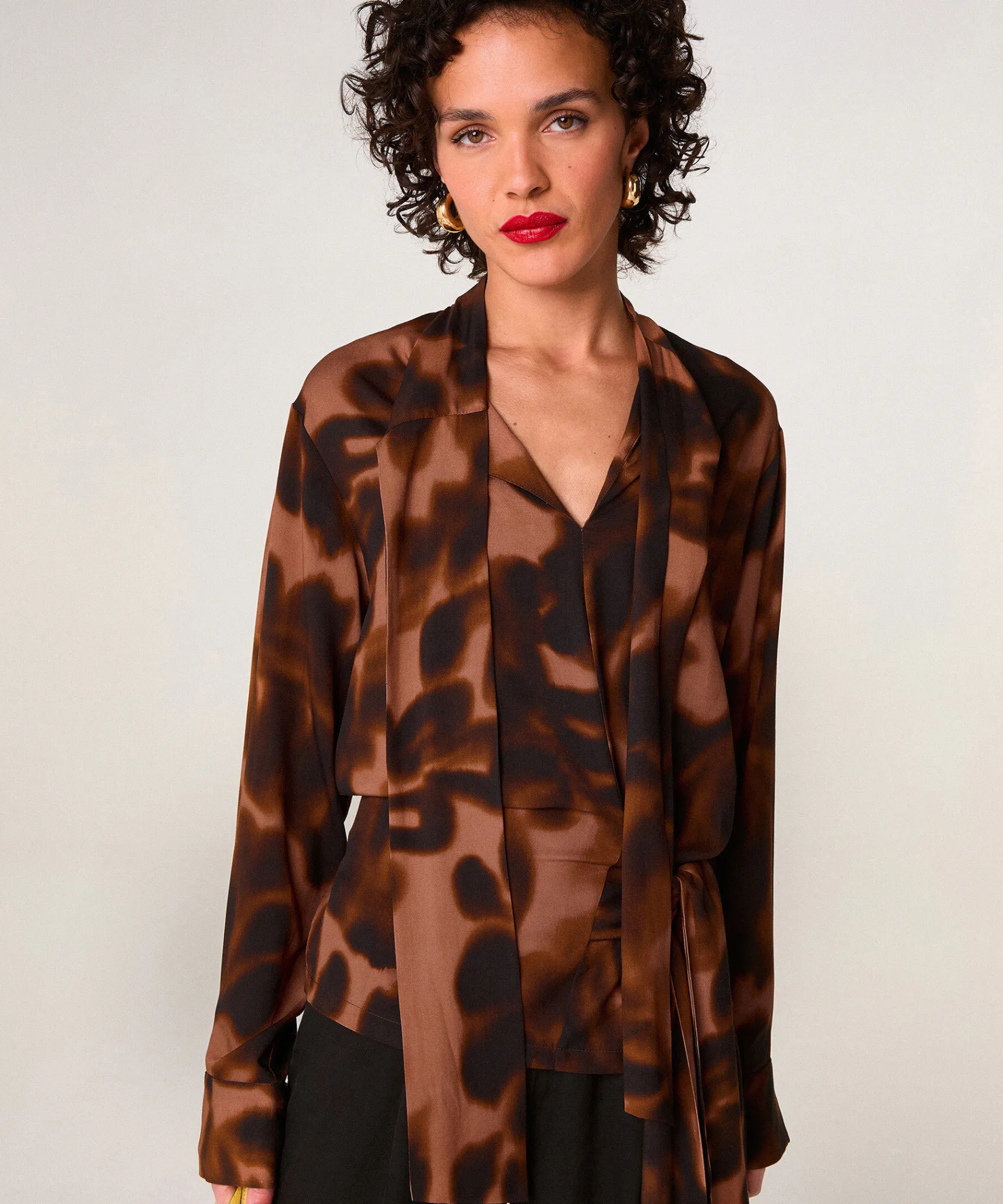 Best Rodier Chemise lavallière imprimée marron