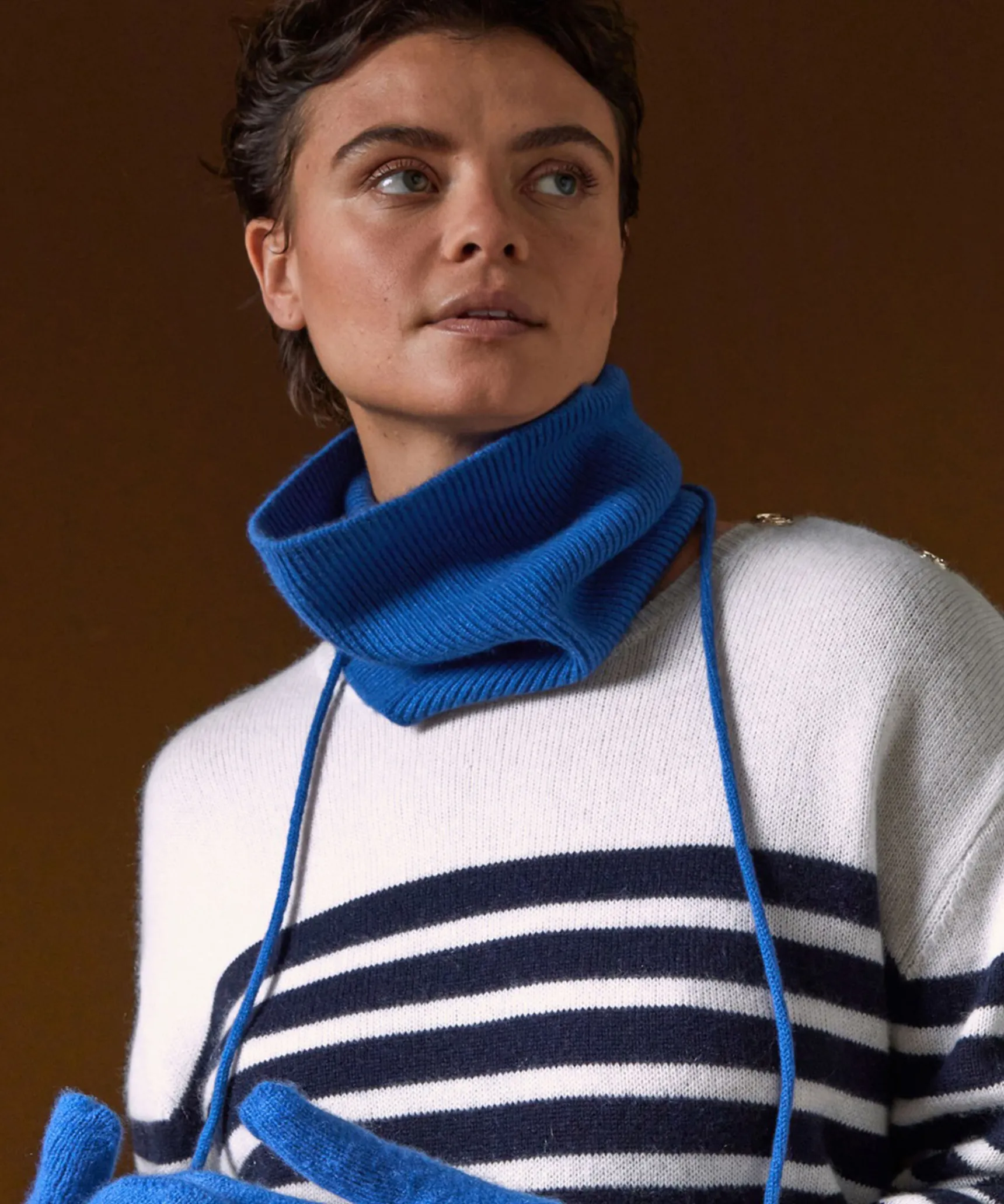 Clearance Rodier Col en cachemire bleu outremer