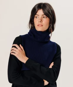 Hot Rodier Col en cachemire bleu marine