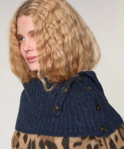 New Rodier Col en grosse maille bleu marine