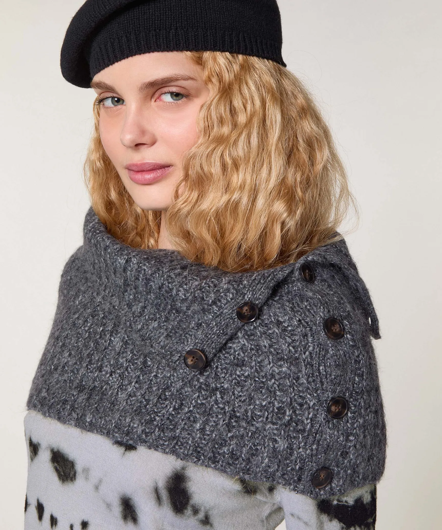 Best Rodier Col en grosse maille gris chiné