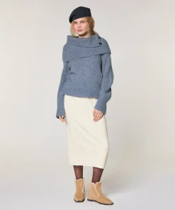 Hot Rodier Col en grosse maille bleu