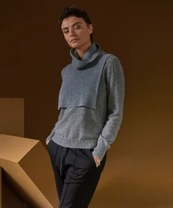 Sale Rodier Col plastron en cachemire gris