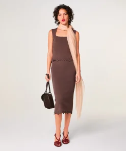 Clearance Rodier Débardeur brodé marron écorce