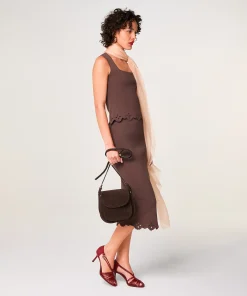 Clearance Rodier Débardeur brodé marron écorce