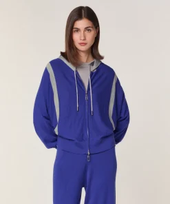 Sale Rodier Gilet à capuche en laine mérinos bleu outremer