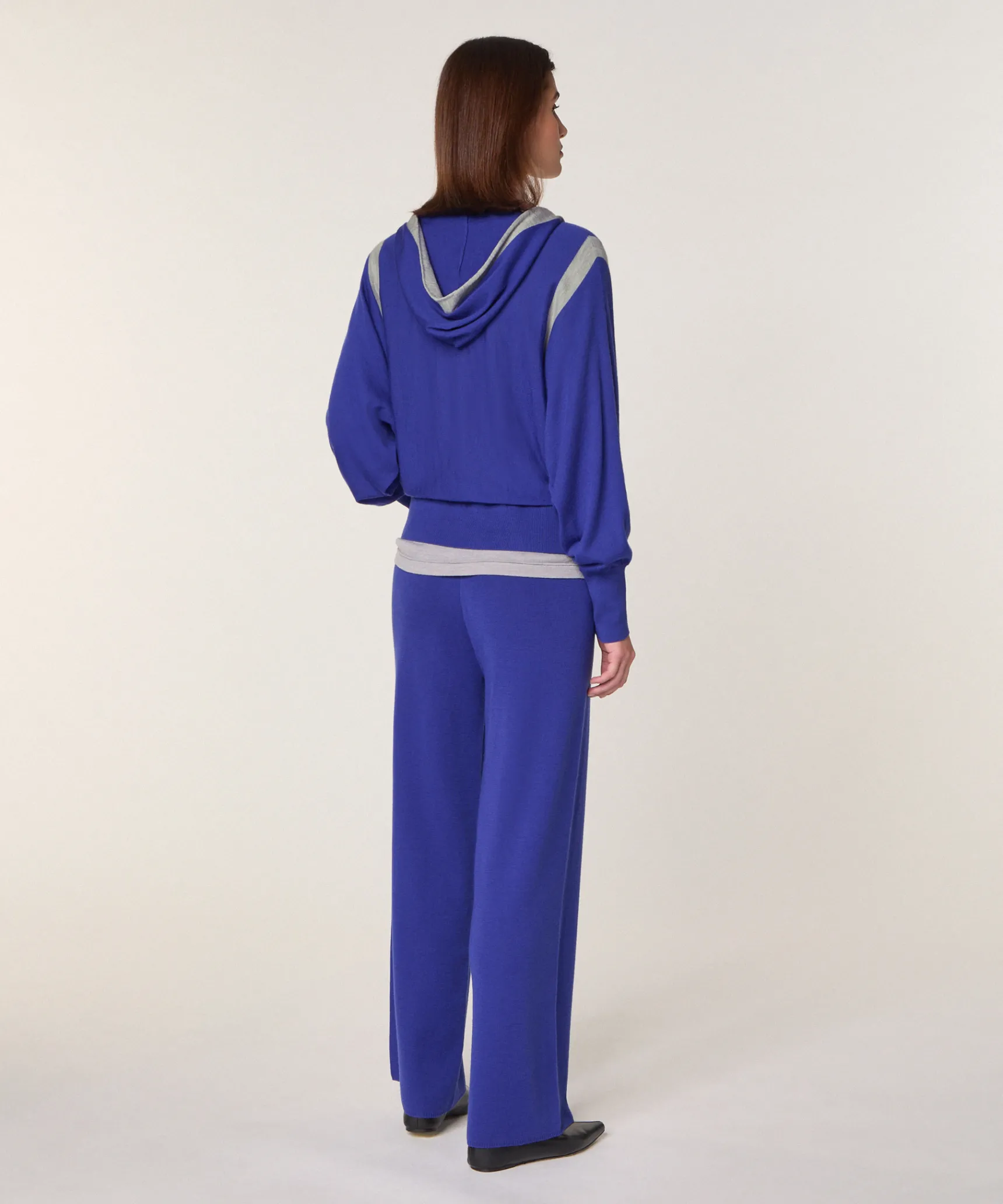 Sale Rodier Gilet à capuche en laine mérinos bleu outremer